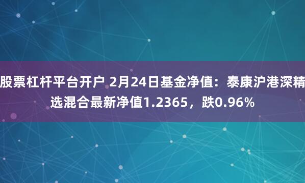 股票杠杆平台开户 2月24日基金净值：泰康沪港深精选混合最新净值1.2365，跌0.96%